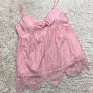 No Boundaries Pink Lace Lingerie Tank Top